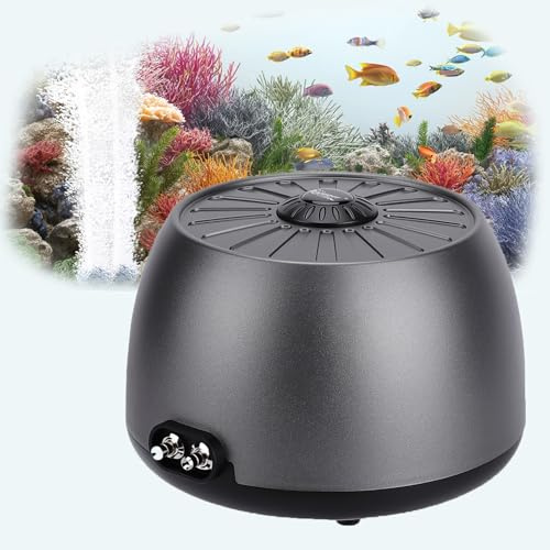 hygger Aquarium Air Pump Quiet <35 dB Fish Tank Air Pump 720 L/H with 2 Outlets, 8W Adjustable Aquarium Oxygen Aerator with Air Stone Accessories for Tank Up to 757L