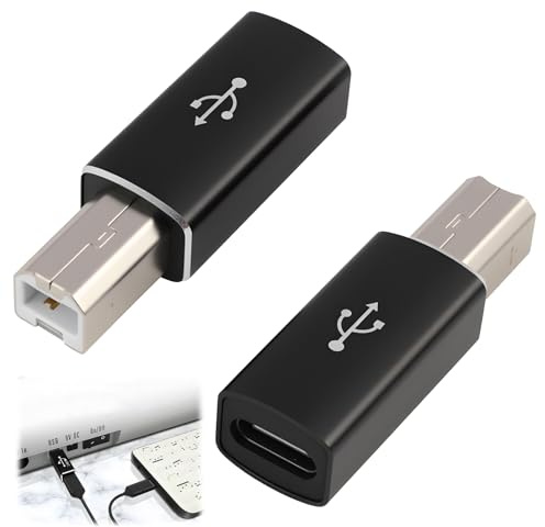CeoxThao 2 Pack USB C Female to Printer Male Adapter - USB Type C to USB B Converter, Usb B to Usb C Adapter, for Seamless Data Sync, Compatible with Printers, MIDI Instruments, Electric Pianos