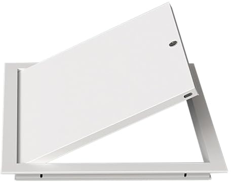 Ukkajovlex Trampilla De Inspección De Acero Galvanizado 300x300mm,350x350mm,400x400mm,450x450mm,500x500mm,600x600mm, Puerta De Inspección con Cerradura Tapa Contador Vertical(White,600x600mm)