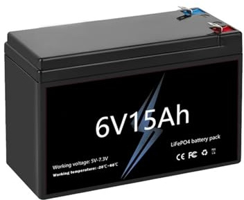 Batterie LiFePO4 6V 5Ah/8Ah/10Ah/12Ah/20Ah for Voiture, Moto et Poussette électriques for Enfants(6V15Ah)