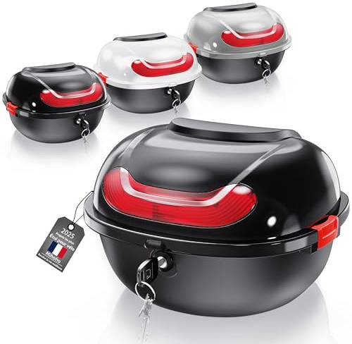 Mihoho Top Case Universel pour Scooter Moto Quad Buggy | Coffre à Casque | à Porte-Bagages | Coffre à Casque | Coffre à Porte-Bagages (Noir)