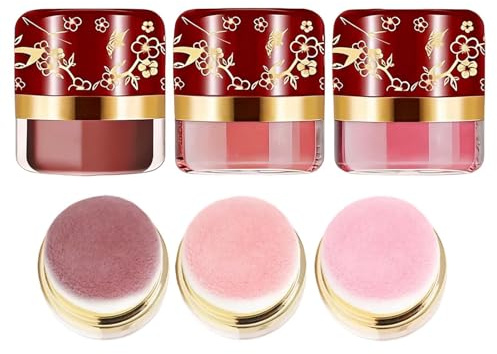 Blush Poudre,Lot de 3 Fards à Joues Très Pigmentés Longue Tenue Légers,Blush Poudre Enlumineur Effet Bonne Mine - Pour Femme Teint Rosé Naturel Types de Peau