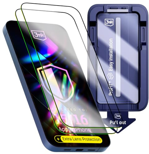 H HARDY 2x Panzerglas 9H + Kamera-Schutzglas für Apple iPhone 15/16 | HARDY® Hardura, Transparent, 4 Sets Kameraschutzglas (12 Stück), Kratzfest, Blasenfrei, Anti-Fingerabdruck, Montagerahmen