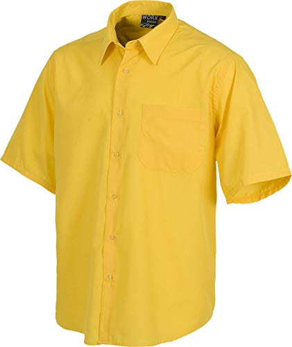 WORKTEAM Camisa de Manga Corta con Cuello Clásico, Botones y Bolsillo de Pecho, Tejido Ligero. Hombre Amarillo 48