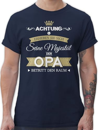 T-Shirt Herren - Geschenke - Seine Majestät der Opa - XXL - Navy Blau - Grandfather Tshirt opi Geschenk batertag Spruch Shirt für grosseltern sprüche Fater Tag eure t-Shirts