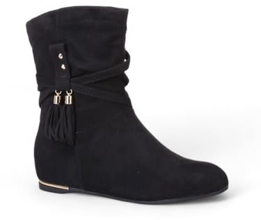 La Modeuse-Bottines-Bottines plissées en Simili Daim avec Talon compensé Invisible