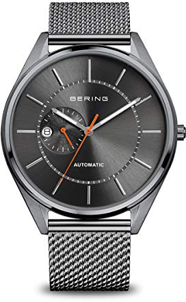 BERING Herren Automatik Uhr | Armbanduhr 43 mm Edelstahlgehäuse und Zifferblatt | Kalbslederarmband | Saphierglas | 3 ATM | 16243