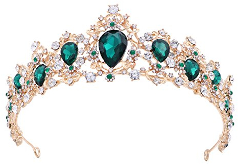 Frcolor Tiara Krone für Frauen, Strass Ast Queen Crowns Hochzeit Tiaras Kronen Stirnband (grün)