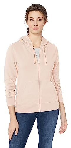 Amazon Essentials Felpa con Cappuccio e Cerniera in Pile Donna, Rosa Chiaro, XL