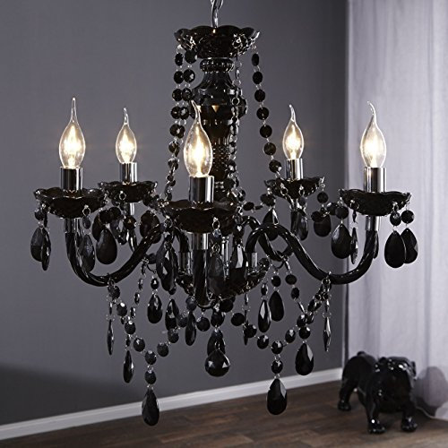 cagü märchenhafter Design Kronleuchter Lüster CHLOE Schwarz 5-ARMIG 55cm