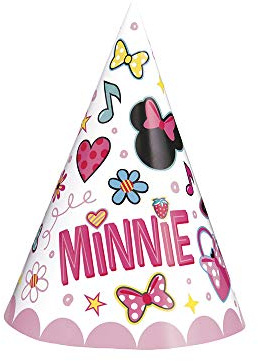 Unique Iconic Minnie Mouse Party Cone Hats - One Size, 8 Pcs