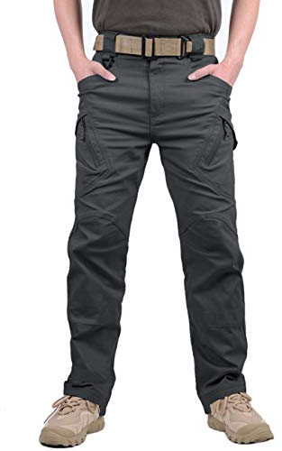 MAGCOMSEN Herren Draussen Dauerhaft Multi Taschen Entspannt-Fit Taktisch Cargohosen Arbeitshose, Grau, 34