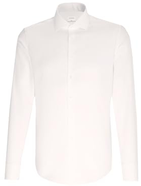 Seidensticker Herren Slim Fit Bügelfrei Business Kent Langarm Businesshemd, Weiß, 42 EU