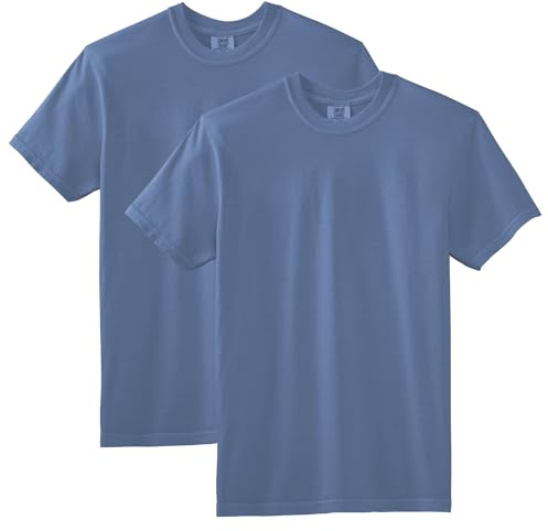 Comfort Colors Men's Heavyweight Short Sleeve Tee, Style G1717/G1745 T-Shirt, Washed Denim (2-Pack), XXL (Pack of 2)