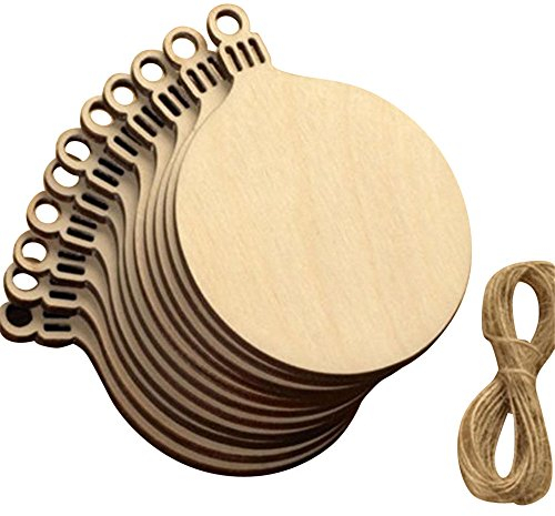 Battnot Weihnachtskugeln 10 Stücke Holzanhänger Christbaumkugeln Set Kunsthandwerk Ornamente DIY Scrapbooking Weihnachtsbaumschmuck Christbaumschmuck Dekoration Hausdeko Christmas (7 x 9cm, Gelb)