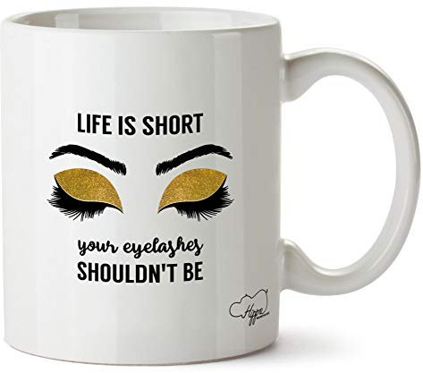 Hippowarehouse Life is Short Your Eyelashes Shouldn't be - Glitter Printed Mug Cup Ceramic 10oz