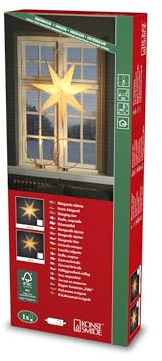 Konstsmide Beiger Papierstern, 7 Zacken, inkl Anschlusskabel mit an/aus Schalter, ohne Leuchtmittel, E14 Lampenhalterung, 230V, Innen, weißes Kabel - 2918-370FSC