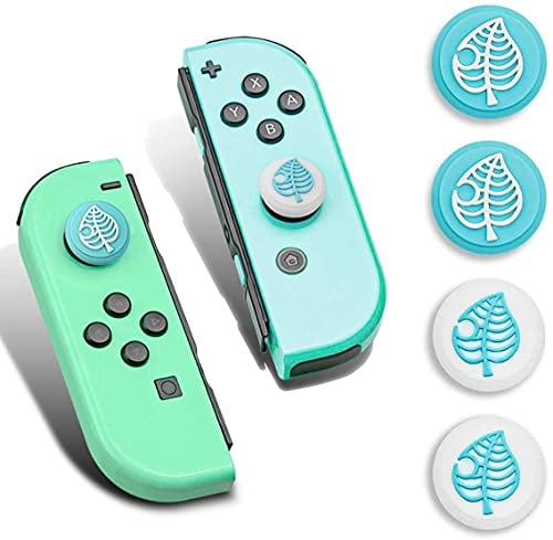 DLseego Thumb Grip Caps, 4 PCS Soft Silicone Joystick Caps Compatible for Switch & Switch Lite, Analog Thumb Stick Cover Caps for Joystick Controller&Switch OLED - Animal Crossing (Blue & White)