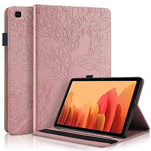 Succtop Funda para Galaxy Tab A7 10.4 Pulgadas 2022/2020, Folio Flip Carcasa Cuero PU Titular de la Pluma Standing Billetera Cover Protectora Tablet Samsung Galaxy Tab A7 T500/T509/T505/T507, Oro Rosa
