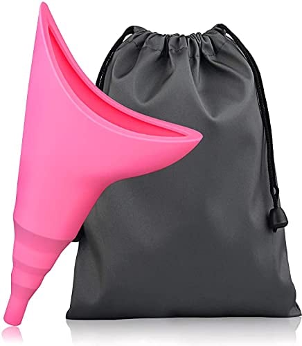 Hotype Urinella für Frauen, Wiederverwendbar Silikon Frauenurinal, Weibliches Urinal Trichter im Stehen Pinkeln, Tragbar Camping Toilette Pinkelhilfe für Frauen, für Reisen, Camping, Wandern, Rosa