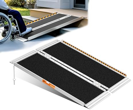 TaiH Leo Klappbare Rollstuhlrampe für LKW, Aluminium-Rampen, 272 kg, tragbare Rollstuhlrampe, zum Beladen von Rollstühlen, leichte faltbare Rampe für Schwellen, Treppen, Türen, Roller