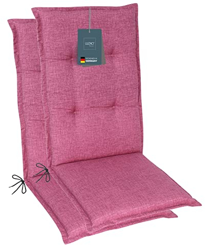LILENO HOME Lot de 2 coussins pour chaise de jardin à dossier haut - Rose - Coussins confortables pour meubles de jardin - Coussins de chaise pour chaises de jardin et chaises pliantes