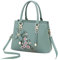 FANDARE Damen Henkeltaschen Wasserdicht Tote Beutel Umhängetaschen Schultertasche PU-Leder Bestickte Handtasche für Reisen Einkaufen Arbeiten Grün