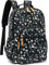 Leaper Wasserabweisender Rucksack mit Blumenmuster, Schwarz-weiße Blume, Large