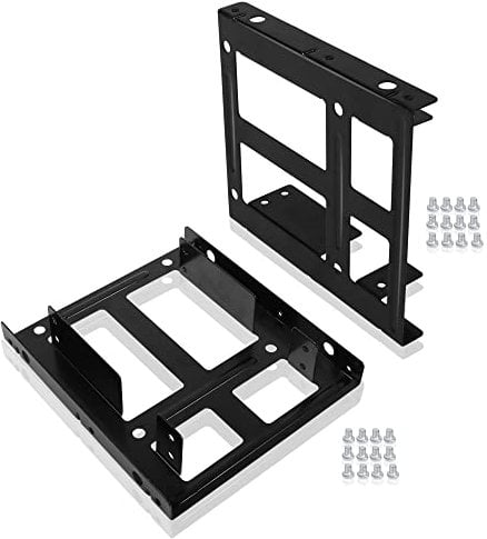 YAODHAOD Soporte de montaje doble SSD, adaptador de disco duro interno de 2.5 a 3.5, bahías de disco duro SSD HDD, kit de soporte de montaje de metal (paquete de 2) (adaptador SSD dual)