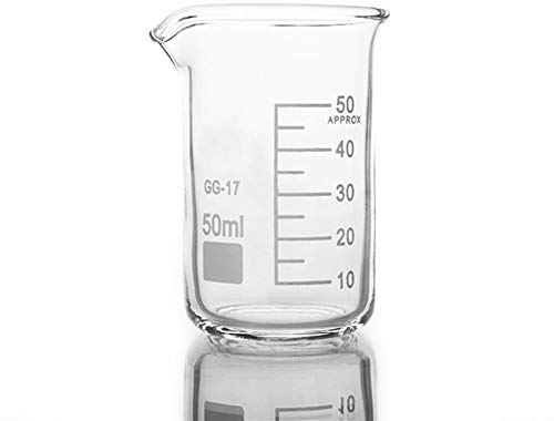 Vaso de precipitados de vidrio 10 piezas Vaso de precipitados de vidrio de 50 ml en forma alta para escala de laboratorio de química Medición de laboratorio Suministros de oficina de educación espes
