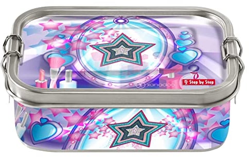 Step by Step Edelstahllunchbox „Glamour Star Astra“ lila-rosa, mit Trennwand und Klickverschluss, BPA-frei, für Schule und Kindergarten, 0,8L