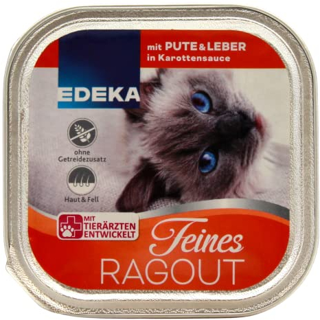 Edeka Feines Ragout mit Pute und Leber in Karottensauce, 16er Pack (16 x 100g)