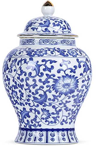 Chinesisches Ingwerglas mit Deckel, Chinoiserie, antiker Stil, Heimdekoration, Retro, blaue und weiße Porzellan-Blumen, Keramik-Vase, traditioneller chinesischer Ming- und Qing-Stil (Zweige Glas)