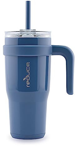 reduce 24 oz Tumbler with Handle - Vacuum Insulated Stainless Steel Travel Mug Sip-It-Your-Way Lid and Straw Keeps Drinks Cold up to Hours Sweat Proof, Dishwasher Safe OG Mineral Blue (13229-FF)