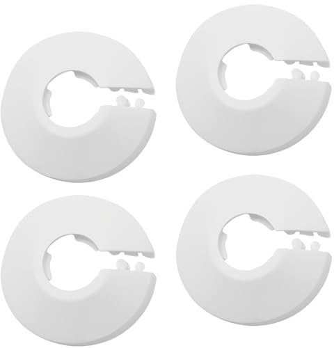 KINDOYO 4 Piezas Collares Tubería Plástico - Cubiertas para Tubos de Radiador Tapas Rosetones para Tubos Decorativas para Tuberías de 15 mm de Diámetro - Blanco