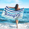 SearchI Personalisiertes Strandtuch mit Individuellem Namen 76X152cm,Schnell Trocknendes Mikrofaser Strandtuch Bequem und Weich Badehandtuch für Strand, Reise, Sauna,Camping,Schwimmen(Blaue Streifen)