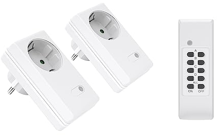 Perfect Funksteckdosen Set, 2x Funksteckdose, 1x Funkfernbedienung, Indoor, 220-240V - 50 Hz, 1100 Watt, 30m Reichweite, weiß