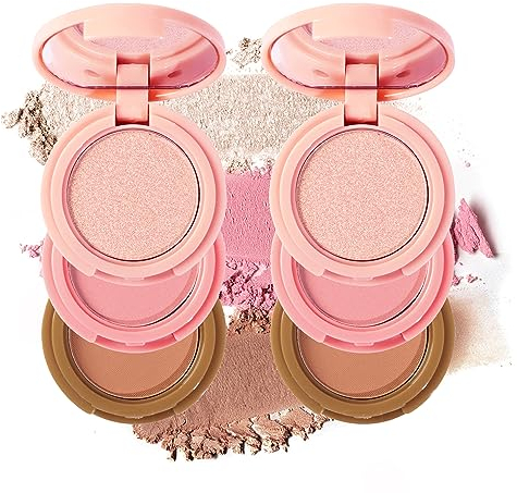 Joyeee 2 PCS Contour & Highlight & Blush Palette, Professional 3 in 1 Makeup Pressed Powder Palette Set mit Spiegel Verblendbare Für Gesicht und Augen, Multifunktions Face Kontur Kit für Frauen#2