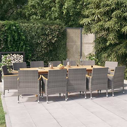 BaraSh 13-TLG. Garten-Essgruppe mit Kissen GartenmöBel Set Garten Tische FüR DraußEn Sitzgruppe Outdoor Gartentisch Set Grau
