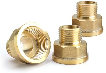 SRJQXH 3 Stück Messing Doppelnippel,adapter 3/4 Zoll, Übergangsstück mit Gewindeanschluss, mit Außengewinde Innengewinde, Geeignet für Heizungs- und Trinkwassersysteme