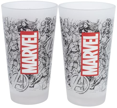 Stor Juego de 2 Vasos de Agua de Cristal de 490 ml de Marvel