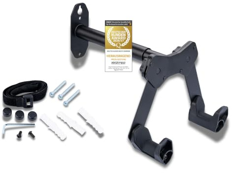 CONTEC Wandpräsenter smART hold, 25kg, aus Stahl, inkl. Befestigungsmaterial, Fahrradhalter, inkl. Gurt zu stabilisieren, 1 Stück, schwarz