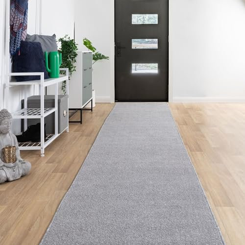 Steffensmeier Läufer Galerie Ibiza| Kurzflor Teppich| Flur| Diele| Größe: 80x500 cm| Grau