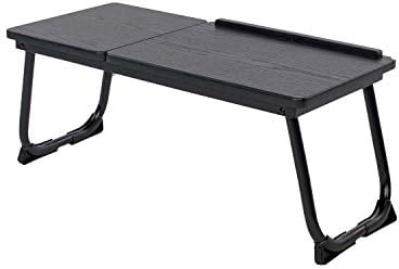 FurnitureR Laptop Desk, Laptop Bed Table with Foldable Legs, Reading Holder Notebook Stand Breakfast Bed Tray Book Holder for Sofa, Bed, Terrace, Balcony, Black