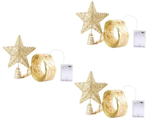 Ciieeo 3St Weihnachtsdekoration Fairy Lights fairylights Stern-Weihnachtsbaumkrone Stern für Weihnachtsbaum Golddekor weihnachtsstern baumspitze beleuchtet Baumspitze mit Lichtern Stoff