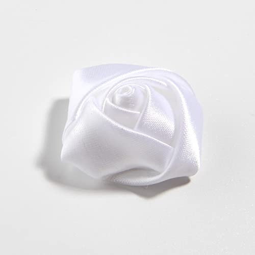 100 Stück Künstliche Rosen, Mini Polyestertuchrosen Klein Dekoblumen Rosenköpfe Kunstrosen Zubehör Rosenköpfe Künstlich zum Basteln für Hochzeit Zubehör, Brautstrauß, Party Dekoration,Weiß 50mm