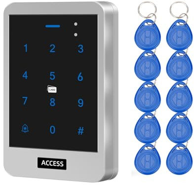 YAVIS Wasserfester Metallzugriffskontroller Codeschloss Türöffner RFID Tastatur 125khz ID Button Kartenleser Wg26/34 Einzelnes Öffnungssystem 8000 Benutzer 10 Em4100 Näherungs-Schlüsselanhänger