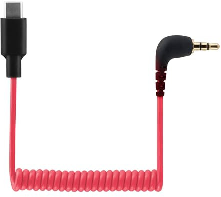JCMOYUTY for DJI Mic 1 to Action 5 PRO USB C to 3.5mm TRS Microphone Adapter Mic OTG Audio Cable DAC Coiled Cord for Samsung Android iPhone 15 16 Pro Max