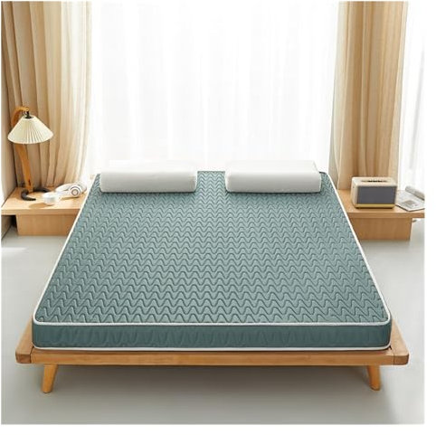 Matratzenauflage aus Bio-Kokos-Palmen-Latex, 7-Zonen-Unterstützung, weich und fest, bequem, umweltfreundlich und hypoallergen, Grün, 90 x 190 x 5 cm