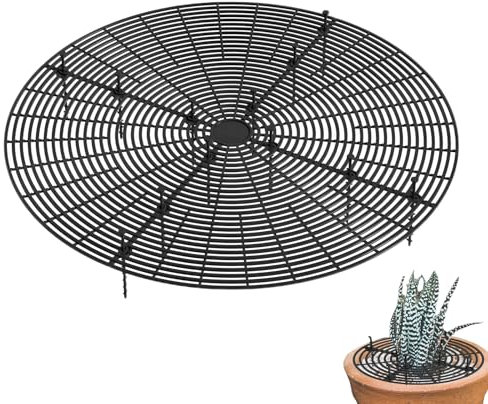 Blumentopfschutz,Tianher 2 Pcs Großes Schneidbare Blumentopfgitter mit Tiefen Pfählen,Blumentopf-Abdeckung,Schutz Gegen Katzen, zum Schutz von Kindern, Haustieren,52cm(Schwarz)
